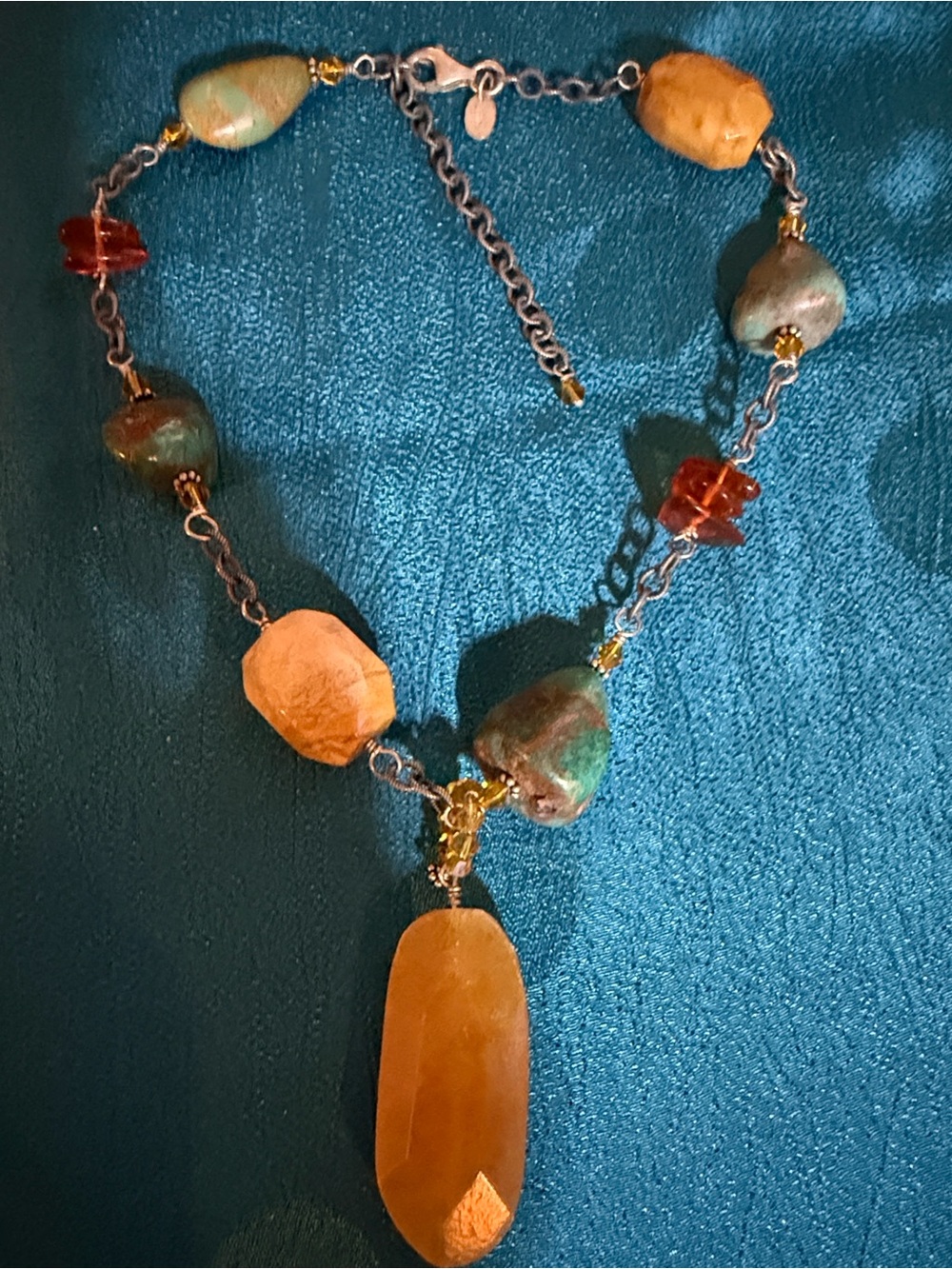 Statement Pendant Necklace in yellow and Turquoise hardstone by Silpada